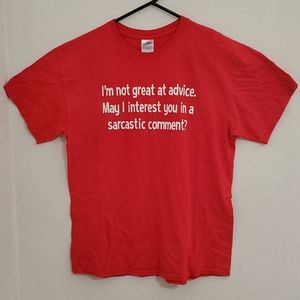 ' I'm not great at advice...' humor sarcasm short sleeve red graphic tee Lrg